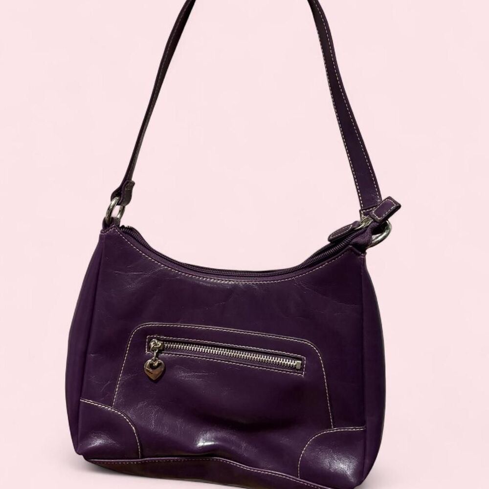 Y2K Purple Heart Charm Shoulder Bag